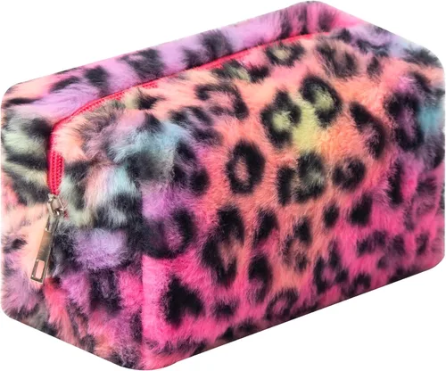 Miniatura 14 de Bolsa de Maquillaje a Cuadros de Felpa Bolsa de Cosméticos Estética a Cuadros Bolsos de Mano Lindos con Cremallera Bolsa de Viaje para Artículos