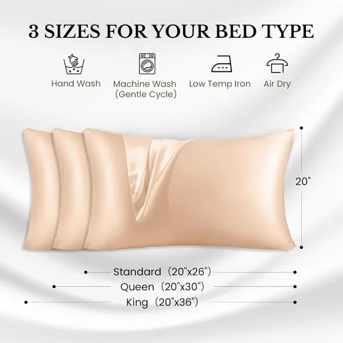 Miniatura 6 de THXSILK Funda de almohada 100% seda de morera para cabello y piel, seda de morera grado 6A+ 25 momme, caja de regalo, funda de almohada de seda Beige