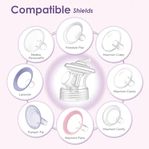 Miniatura 3 de Maymom Piezas de bomba compatibles con extractor de leche Lansinoh, brida, conector de boca ancha, válvula, tubo y protector de reflujo,