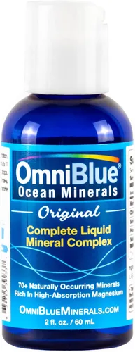 OmniBlue Ocean Minerals - Más de 70 oligominerales y magnesio líquido, potasio, cloruro, bajo en sodio, apoyo natural para dormir, digestión,