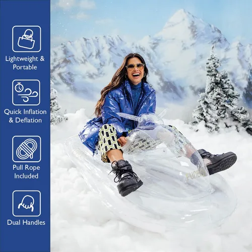 Miniatura 6 de FUNBOY Moto de nieve inflable Winter Fun individual, transparente