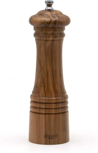 Miniatura 3 de Bisetti Imperia Molinillo de pimienta de madera de olivo de 4 pulgadas con molinillo ajustable Marrón