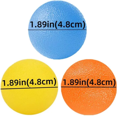 Miniatura 2 de Paquete de 3 bolas para aliviar el estrés. Pelotas de ejercicio de mano. Pelotas de terapia de mano. Bolas de agarre de mano, kits de bolas