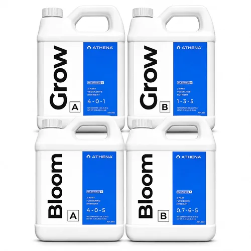 Athena Blended Grow & Bloom A&B | Sistema completo de nutrientes hidropónicos de 4 partes | Fertilizante líquido para etapas vegetativas y de