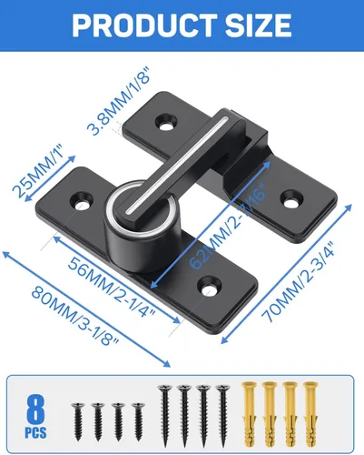Miniatura 7 de Cerradura de puerta de granero, pestillos de puerta, pestillo de seguridad para puerta, cerradura de cerrojo de puerta de aleación de zinc