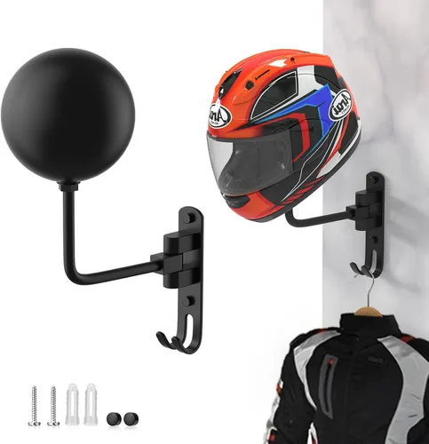 Colgador de Casco para Pared Giratorio 180° Soporte para Casco para Motocicleta Bicicleta Carreras Ropa Exterior Equipo Deportivo Negro-1