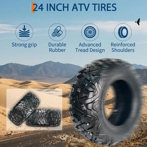 Miniatura 5 de GarveeTech - Juego de 2 neumáticos para ATV UTV todo terreno 24x8-12, 6PR, neumáticos sin cámara para todo terreno resistente para barro y arena