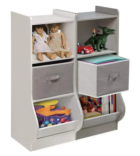 Miniatura 8 de Badger Basket Rincón de almacenamiento vertical para niños y libros con cesta de tela reversible, color blanco
