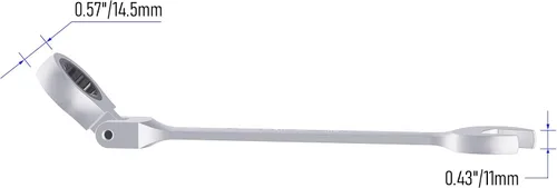 Miniatura 6 de Llave combinada de trinquete de cabeza flexible de 0.906 in, métrica, 72 dientes, caja de trinquete de 12 puntos y herramientas de llave de extremo