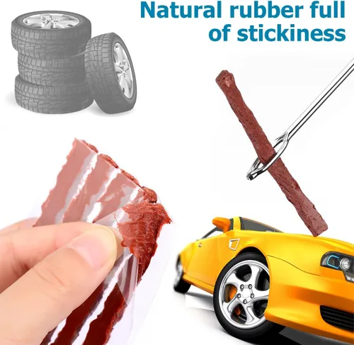 Miniatura 2 de Mandark Kit de 45 piezas de reparación de neumáticos de automóvil, herramientas resistentes de reparación con tapones para neumáticos para reparar