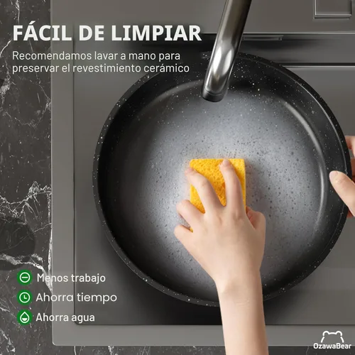 Miniatura 7 de Juego de 23 piezas de ollas y sartenes antiadherentes, juego de utensilios de cocina de cerámica no tóxicos con asas desmontables, utensilios