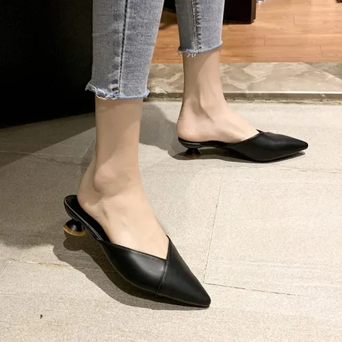 Miniatura 2 de Cómodas sandalias de tacón bajo con punta cerrada para mujer, zapatos elegantes y casuales