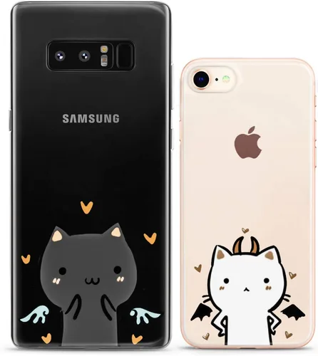 Miniatura 9 de Fundas a juego para parejas compatibles con iPhone 16 15 14 13 12 11 Pro Max Mini Xs X 6s 8 Plus 7+ Xr 10 SE 5 Girlfriend Cat Silicone Pair Cover