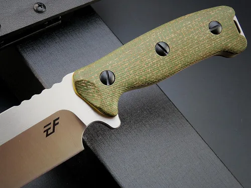 Miniatura 6 de Eafengrow EF143 Cuchillo de hoja fija con hoja de acero AUS-10, mango de Micarta, tanga completa, herramienta EDC, cuchillo recto para trabajo, Verde