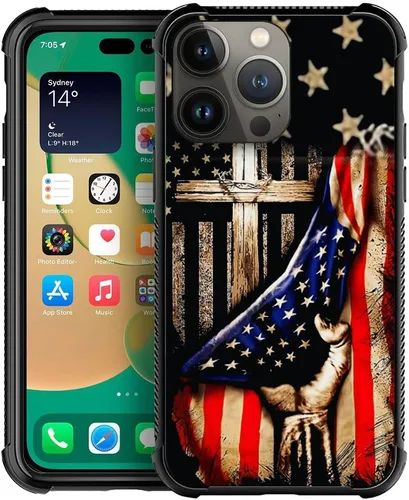 Miniatura 23 de DAIZAG Compatible con iPhone 13 Funda, Protección Total a Prueba de Golpes Antiarañazos Cubierta de TPU, Fundas para Hombre Mujer-Cruz de Madera