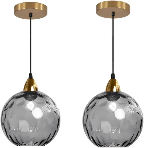 Miniatura 15 de BOKT Moderna Lámpara Colgante de Vidrio Azul Accesorio de Luz Latón Cepillado Dorado Globo Iluminación Colgante 1 Luz Bola Grande Redonda Lámpara