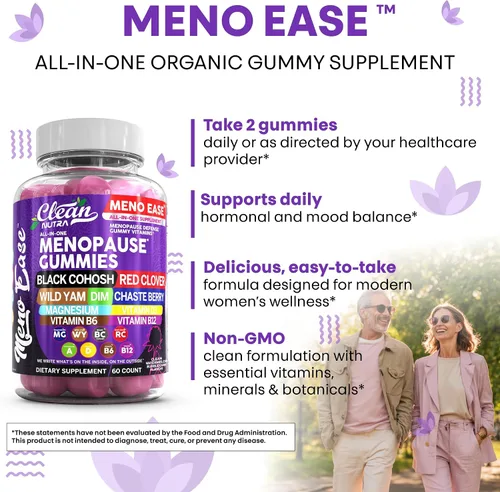 Miniatura 9 de Suplemento para la menopausia para mujeres en gomitas con cohosh negro, ñame silvestre, DIM, magnesio, trébol rojo, agracejo para el equilibrio