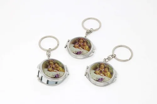 Miniatura 2 de 12 piezas nuevo bautismo mini espejo compacto llavero recuerdo fiesta para niños y niñas – Bautizo Recuerdos Angels & Baby Design Maquillaje
