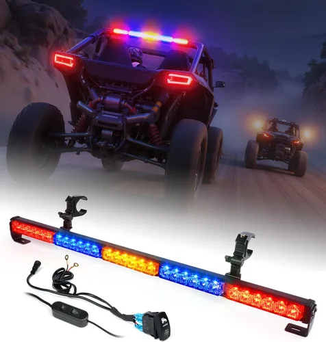 Miniatura 9 de Barra de luz LED estroboscópica de 30 pulgadas para UTV con soporte de montaje para jaula de protección de 1.75"-2" Luz de persecución trasera