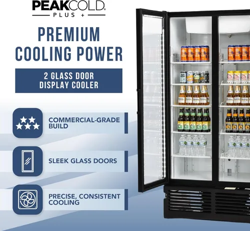 Miniatura 2 de PEAKCOLD PLUS - Refrigerador y refrigerador vertical comercial de 2 puertas, 25.7 pies cúbicos Blanco