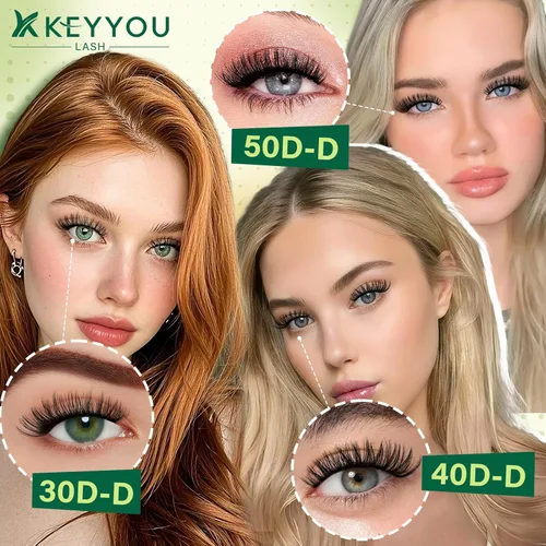 Miniatura 3 de KEYYOU Kit de extensión de pestañas para bricolaje, 300 unidades, 40D 0.07, rizo D, 9-18 MIX, kit de extensión de pestañas individuales con unión
