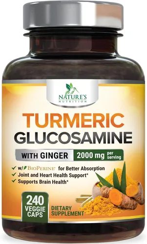 Miniatura 11 de Suplemento de Cúrcuma Curcumina 2000mg - 95% Curcuminoides con Glucosamina, Jengibre y MSM, Pimienta Negra BioPerine para Mejor Absorción, Soporte