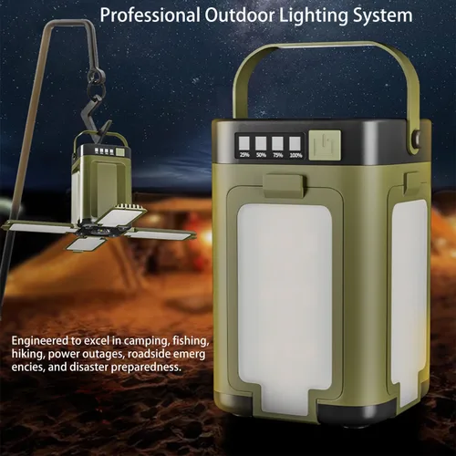 Miniatura 7 de Linterna solar LED para camping, portátil, IPX4, impermeable, recargable, con carga solar de 2000 mAh e indicador de potencia LED, linterna con 6