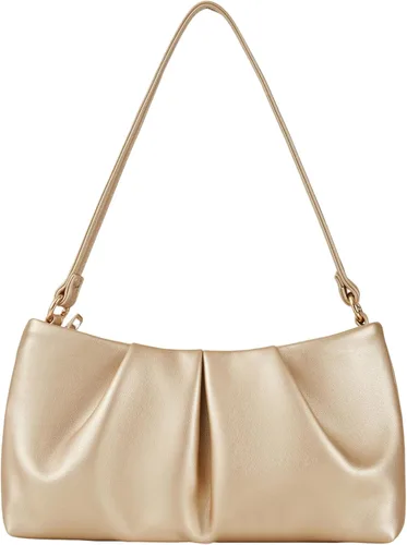 Miniatura 17 de Bolso de noche de piel sintética, bolso de mano fruncido para mujer, con correas de hombro dobles desmontables, bolso cruzado