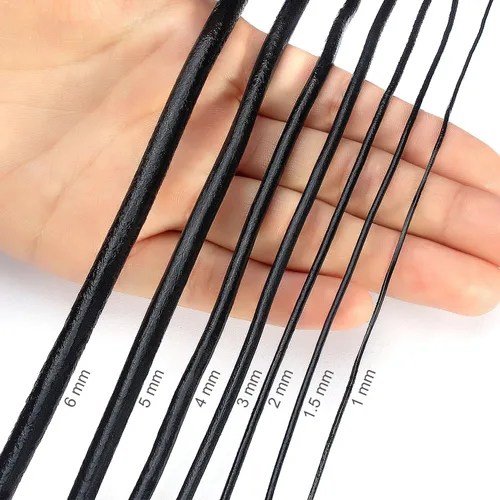 Miniatura 4 de Cordones de cuero redondos genuinos Beadnova de 0.05 a 0.19 in para el collar de la pulsera que rebordea la fabricación de la joyería, PS-0031-2018