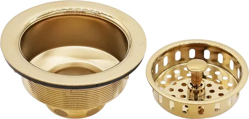 Miniatura 5 de Westbrass A2165-01 - Colador grande de cesta de cocina estilo poste de 4-1/4 pulgadas con brida de eliminación de residuos y tapón de drenaje, latón