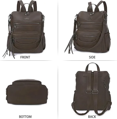 Miniatura 5 de Bolsos mochila monedero de piel sintética para mujer, bolsas con zíper, mochilas de hombro casuales