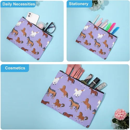 Miniatura 4 de Saintrygo 6 bolsas de caballos, regalos de maquillaje, bolsa de cosméticos para caballos, bolsos, amantes de los animales, mujeres y niñas, bolsa