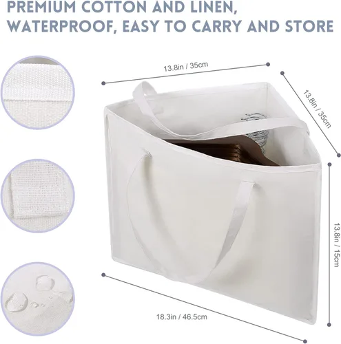 Miniatura 3 de Bolsa plegable triangular con asas, organizadores que ahorran espacio, almacenamiento ordenado en armarios, 18 x 13 x 13.2 pulgadas, blanco