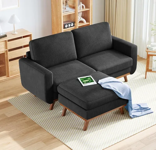 Miniatura 63 de Vesgantti Sofá modular en forma de U de 119 pulgadas, sofá modular de pana con asiento profundo y soporte de resortes, sofá convertible con 2 Beige
