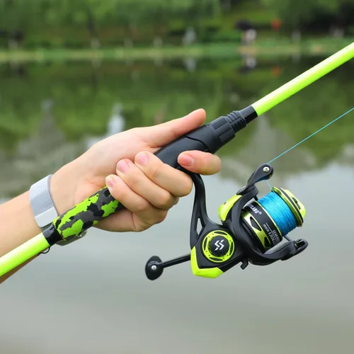 Miniatura 9 de Sougayilang Spinning Combo – 5.2:1 Gear Ratio, 15.6LB Drag, IM7 Graphite 2-Piece Rod, Stainless Steel Guides for Bass, Trout, Redfish Amarillo