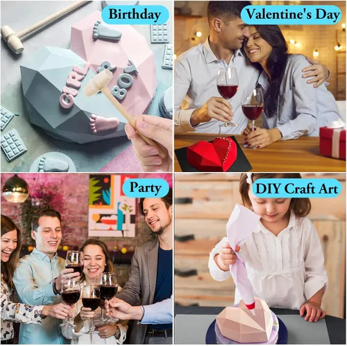 Miniatura 6 de 34 moldes de silicona con forma de corazón para el día de San Valentín, juego de moldes de corazón rompible Sublaga para chocolate, molde de letras