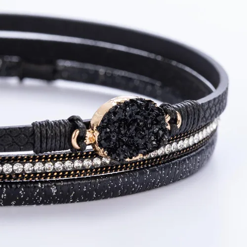 Miniatura 83 de FANCY SHINY - Pulsera de cuero estilo bohemio, pulsera de cuentas de cristal con cierre magnético, regalos de joyería para mujer