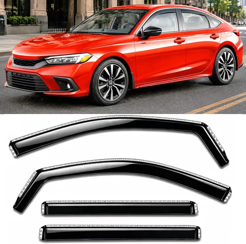 Miniatura 40 de Protectores de lluvia adhesivos 2017-2022 para Honda CR-V Viseras deflectoras de ventana lateral LX EX EX-L Touring 3D onduladas estilo JDM CRV
