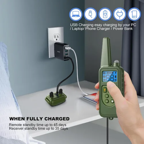 Miniatura 4 de Collar electrónico para perro con control remoto, collar de entrenamiento de perro impermeable de 2600 pies para perros pequeños, medianos