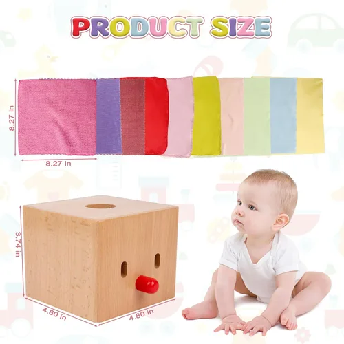Miniatura 5 de Adena Montessori Juguetes infantiles llenos de madera de la caja del tejido del bebé para el bebé de 6-12 meses