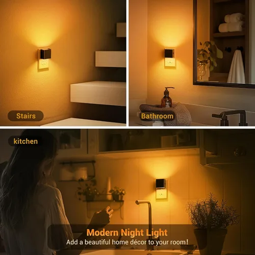 Miniatura 6 de JandCase Luz nocturna, luces nocturnas automáticas enchufables a la pared, paquete de 2 luces nocturnas modernas con sensor de luz automática, luz