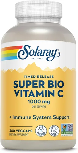 Miniatura 10 de SOLARAY Vitamina C tamponada Super Bio de 1000 mg, vitamina C de liberación temporal de dos etapas con bioflavonoides, suplemento de apoyo