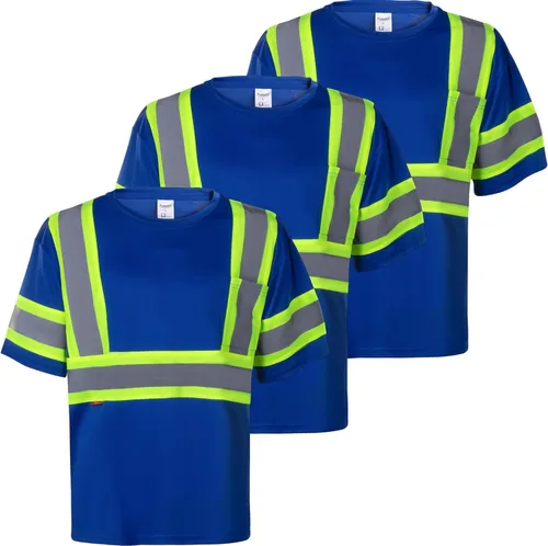 ProtectX Camiseta de seguridad reflectante de manga corta de alta visibilidad, camisas de alta visibilidad transpirables resistentes para hombres,