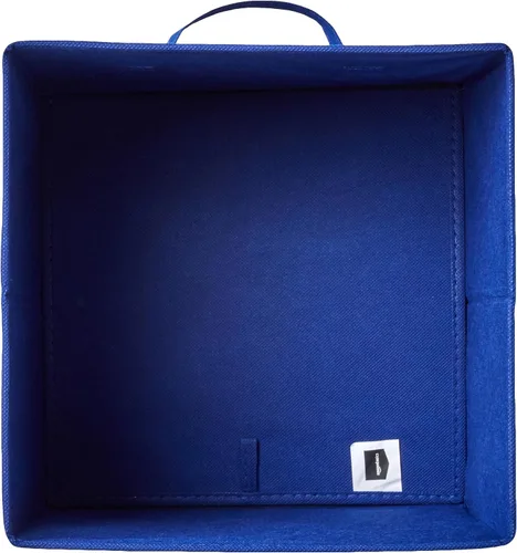 Miniatura 3 de Amazon Basics, Organizadores de almacenamiento en forma de cubo con asas, tela plegable, paquete de 6, 26,6 x 26,6 x 27,9 cm, azul marino