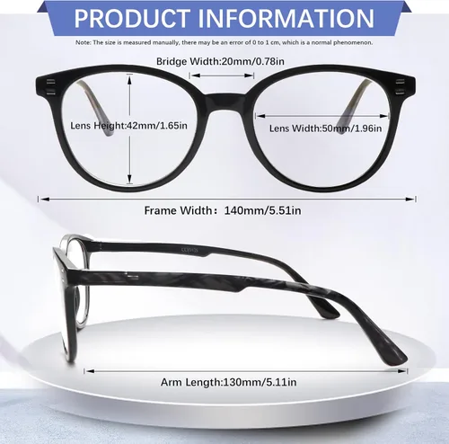 Miniatura 4 de COJWIS Reading Glasses Blue Light Blocking 5 Pack Spring Hinge Fashion Readers for Men and Women Anti Glare Filter Eyeglasses 143-2 5C