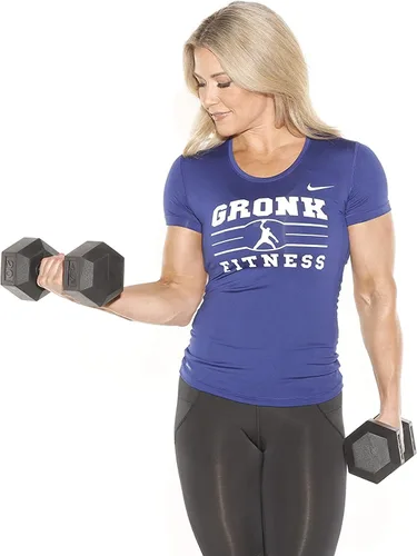 Miniatura 5 de Gronk Fitness Pares de mancuernas hexagonales de goma, 5 libras a 70 libras, equipo de entrenamiento para hombres y mujeres, hierro fundido