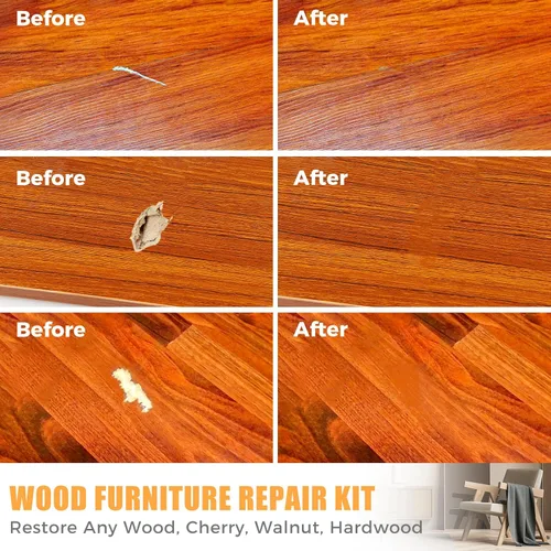 Miniatura 6 de Kit de reparación de muebles de madera - Juego de 41 kit de reparación de piso de laminado y vinilo, rellenos de madera, reparación de arañazos