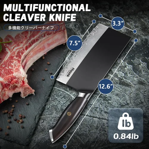 Miniatura 6 de Huusk Cuchillo de carnicero para cortar carne, cuchillo profesional de cortar carne de 7.5 pulgadas, cuchillos de chef de espiga completa
