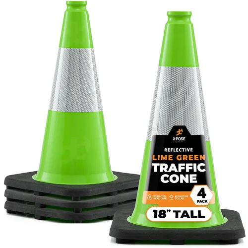 Miniatura 34 de Xpose Safety Conos de tráfico naranjas de 12 pulgadas con collar de 4 pulgadas, paquete de 4 conos de seguridad de plástico PVC multiusos