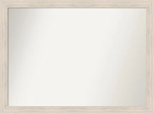 Miniatura 232 de Amanti Art Espejo de baño blanco para sobre el fregadero, 30 x 35 pulgadas, espejo de tocador rectangular estrecho de Eva de oro blanco, marco